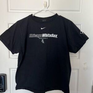 A25-Nike Women’s Chicago White Sox T-Shirt Black Size Large 100% Cotton MLB